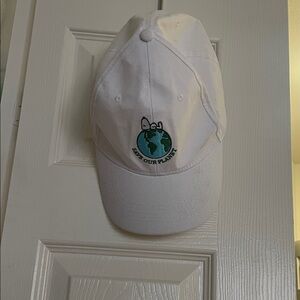 White 'Save Our Planet' Cap Snoopy On Top Of The World